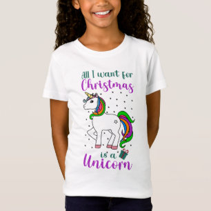 Kerst Unicorn Magical Rainbow Green Paars T-shirt