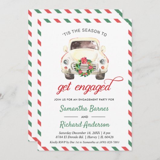 Kerst Vakantie Auto Reizen Verloving bruiloft Kaart (Voorkant / Achterkant)