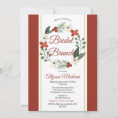 Kerst Vakantie Bloemen Krans Bruids Brunch Kaart (Voorkant)