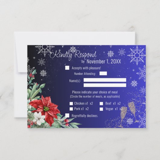 Kerst Vakantie Bruiloft Reactie Kaart (Achterkant)