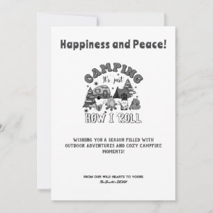 Kerst Vakantie Camper Outdoor Adventure Zwart Feestdagenkaart