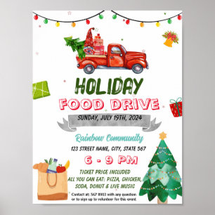 Kerst vakantie eten Drive event sjabloon Poster