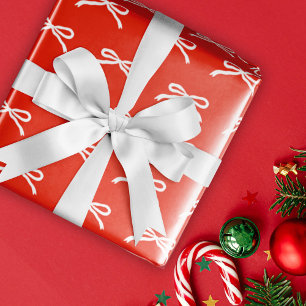 Kerst Vakantie Hand getrokken Rode Witte Bogen Cadeaupapier