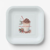 Kerst Vakantie Koffie Mingle Party Papieren Bordje (Voorkant)