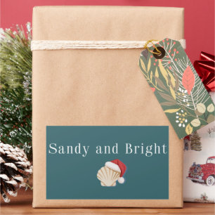 Kerst vakantie strand zandig en helder schelp rechthoekige sticker