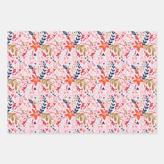 Kerst Vakantie Thema Inpakken Papier Bladen roze Inpakpapier Vel (Voorkant 2)