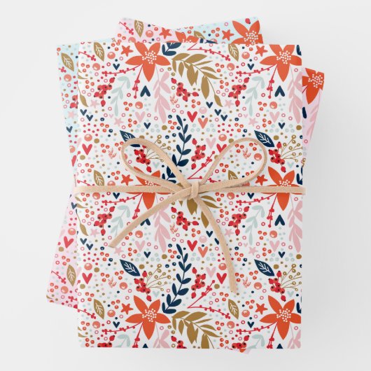 Kerst Vakantie Thema Inpakken Papier Bladen roze Inpakpapier Vel (In situ)