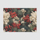 Kerst/vakantie Vette bloemen, bessen & bladeren Tissuepapier (Voorkant)