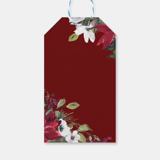 Kerst Vakantie winter bloemen noel Cadeaulabel (Achterkant)