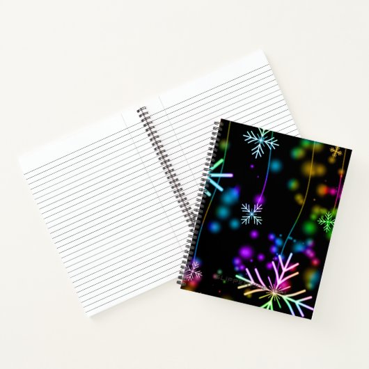 Kerst vallen verschillende neon kleuren sneeuwvlok notitieboek (Binnen)