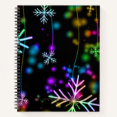 Kerst vallen verschillende neon kleuren sneeuwvlok notitieboek (Voorkant)