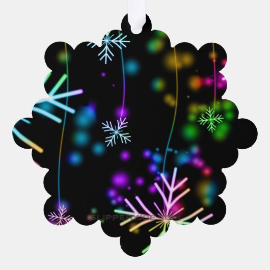 Kerst vallen verschillende neon kleuren sneeuwvlok ornament kaart (Achterkant)