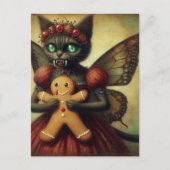 Kerst Vampier Fairy Kat met peperkoek Briefkaart (Voorkant)