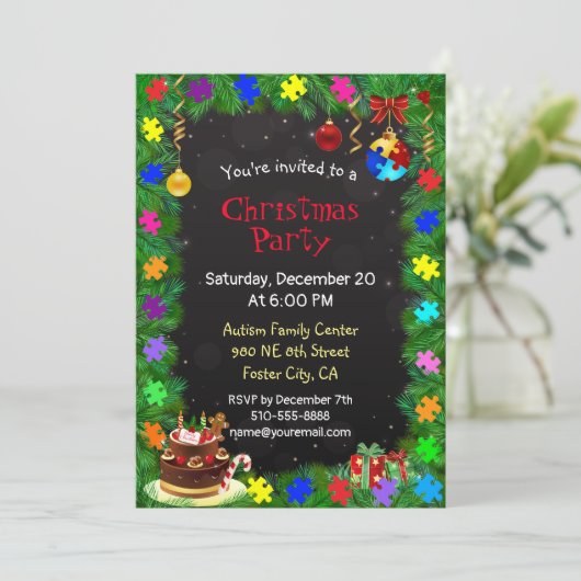 Kerst van autisme kaart (Staand voorkant)