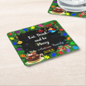 Kerst van autisme vierkante kartonnen onderzetter (Schuin)