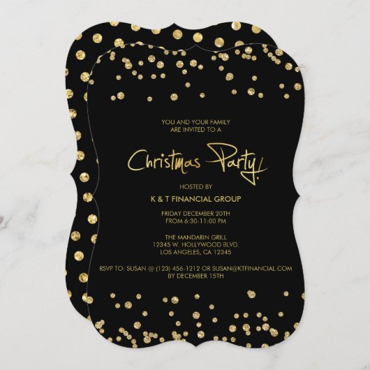 Kerst van Black and Gold Confetti Company Kaart (Voorkant / Achterkant)