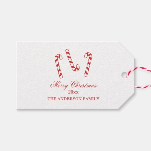 Kerst van Cute Red en White Candy Canes Cadeaulabel (Voorkant (Horizontaal))