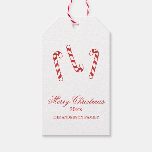 Kerst van Cute Red en White Candy Canes Cadeaulabel (Voorkant)