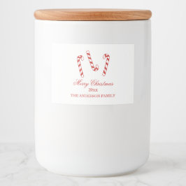 Kerst van Cute Red en White Candy Canes Voedselcontainer Etiket