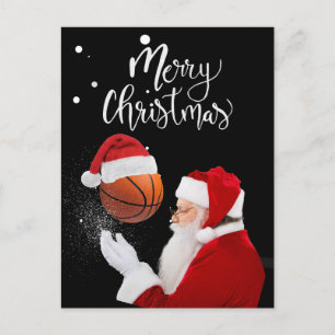Kerst van de Basketball Merry met de kerstman Briefkaart