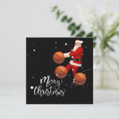 Kerst van de Basketball Merry met de kerstman Kaart (Staand voorkant)