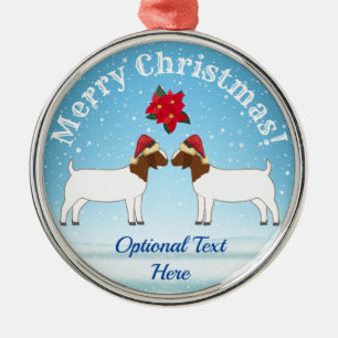 Kerst van de Boer Goat in de sneeuw Metalen Ornament
