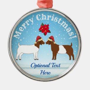 Kerst van de Boer Goat in de sneeuw Metalen Ornament