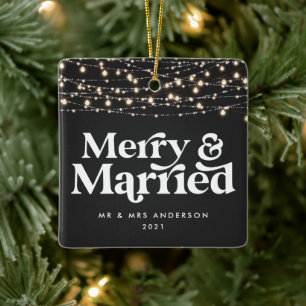 Kerst van de bruiloft keramisch ornament