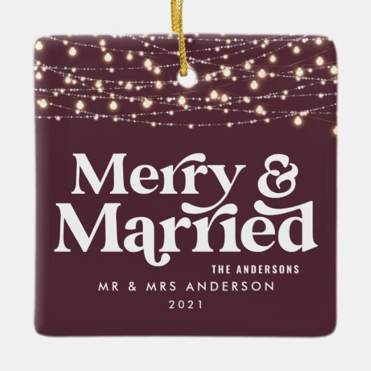 Kerst van de bruiloft keramisch ornament (Voorkant)