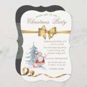 Kerst van de Elegant Bow Santa Claus Pine Tree Kaart (Voorkant / Achterkant)