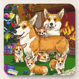 Kerst van de familie Corgi Bier Onderzetter
