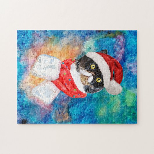 Kerst van de feestdag in de Waterverf met getricol Legpuzzel (Horizontaal)