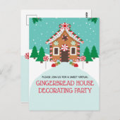 Kerst van de feestdag in Gingerbrood House Virtual Briefkaart (Voorkant / Achterkant)