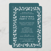 Kerst van de Groene en Witte Holly Leaf Border Kaart (Voorkant / Achterkant)