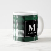 Kerst van de groene en zwarte tartan extra grote beker (Voorkant rechts)