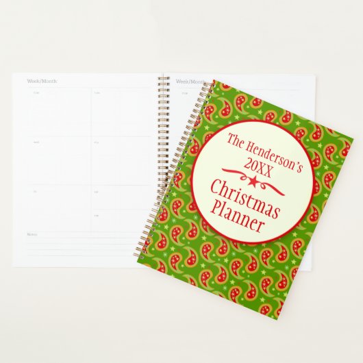 Kerst van de groene familie Paisley Planner (Display)
