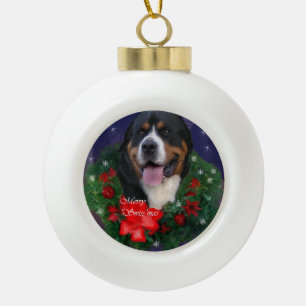 Kerst van de grote Zwitserse berghond Keramische Bal Ornament
