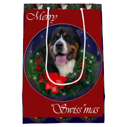 Kerst van de grote Zwitserse berghond Medium Cadeauzakje (Achterkant)
