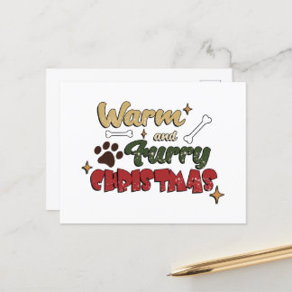 Kerst van de hond - Warm & Furry Kerstmis Briefkaart