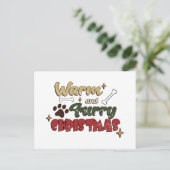 Kerst van de hond - Warm & Furry Kerstmis Briefkaart (Staand voorkant)