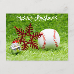 Kerst van de honkbal met bal en kerstboom feestdagenkaart
