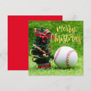 Kerst van de honkbal met bal op een groen deksel feestdagenkaart