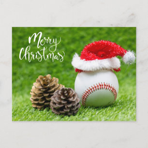 Kerst van de honkbal met kersthoed feestdagenkaart