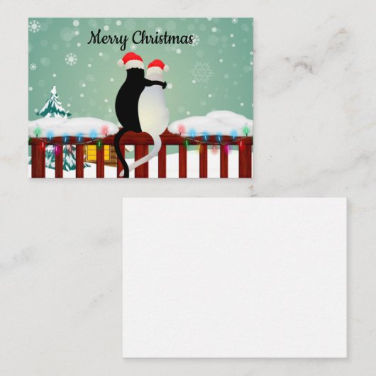 Kerst van de Kat Kerst Kaart Notitiekaartje (Voorkant / Achterkant)