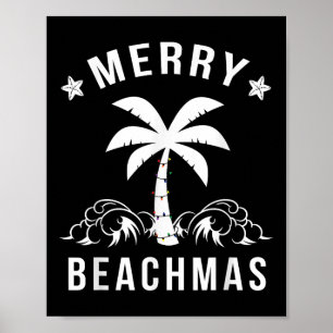 Kerst van de Merry Beachmas palmboom Poster