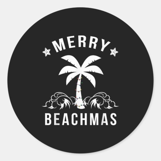 Kerst van de Merry Beachmas palmboom Ronde Sticker (Voorkant)