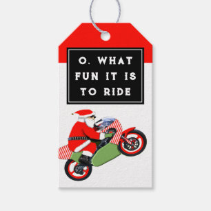 Kerst van de motorfiets cadeaulabel