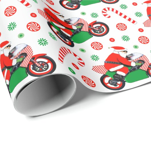 Kerst van de motorfiets cadeaupapier (Rol Hoek)