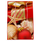 Kerst van de Starfish and Zee Shell bij het strand Medium Cadeauzakje (Achterkant)