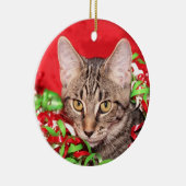 Kerst van de Tabby Keramisch Ornament (Rechts)